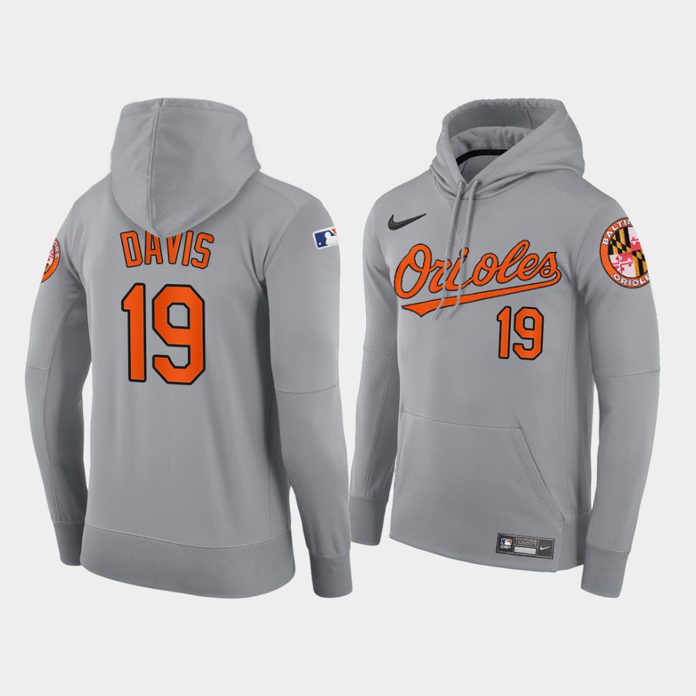 Men Baltimore Orioles #19 Davis gray road hoodie 2021 MLB Nike Jerseys